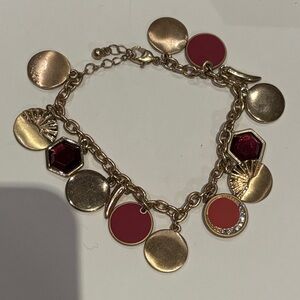 Gold and Red Charm Bracelet